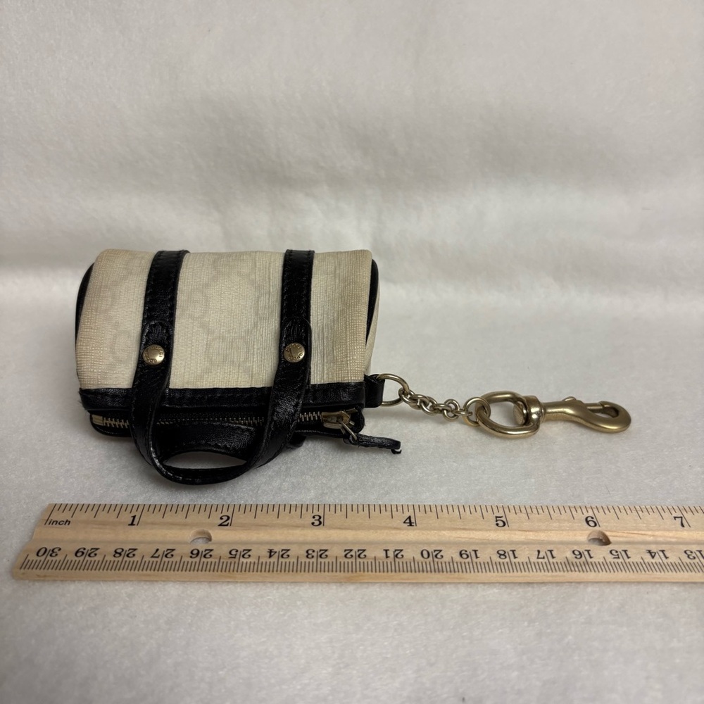VTG GUCCI Mini Boston Bag Keychain Charm Zipper Clip Cream Black - Picture 6 of 14